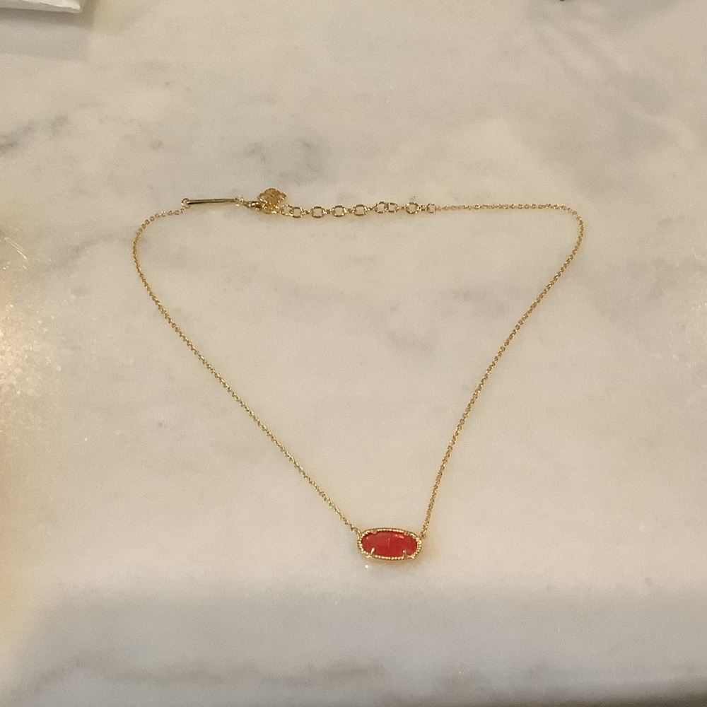 Kendra Scott Elisa Gold Tone Hot Pink Magenta Pendant Necklace OS